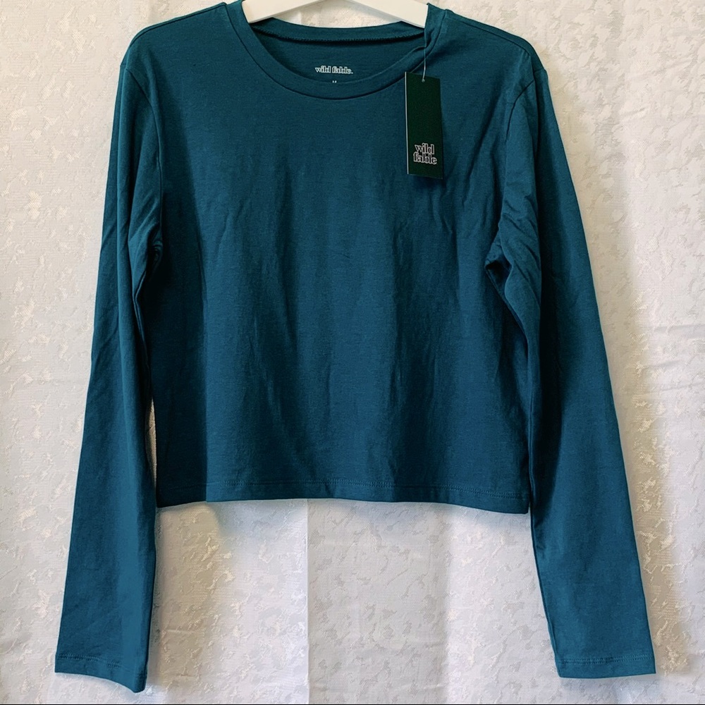 Wild Fable Medium Crop Top Long Sleeve Dark Teal